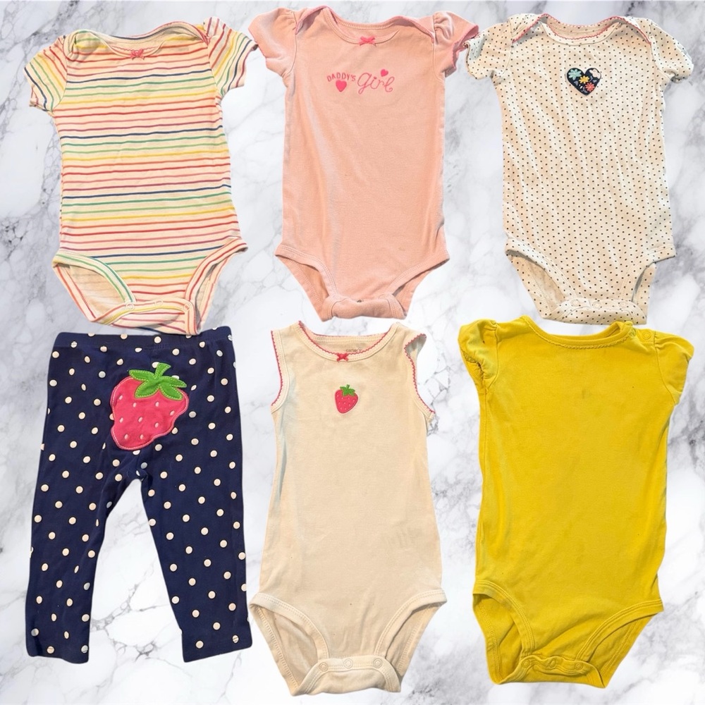 Baby Girls 18M‎ Onesie Bundle + Strawberry Pants